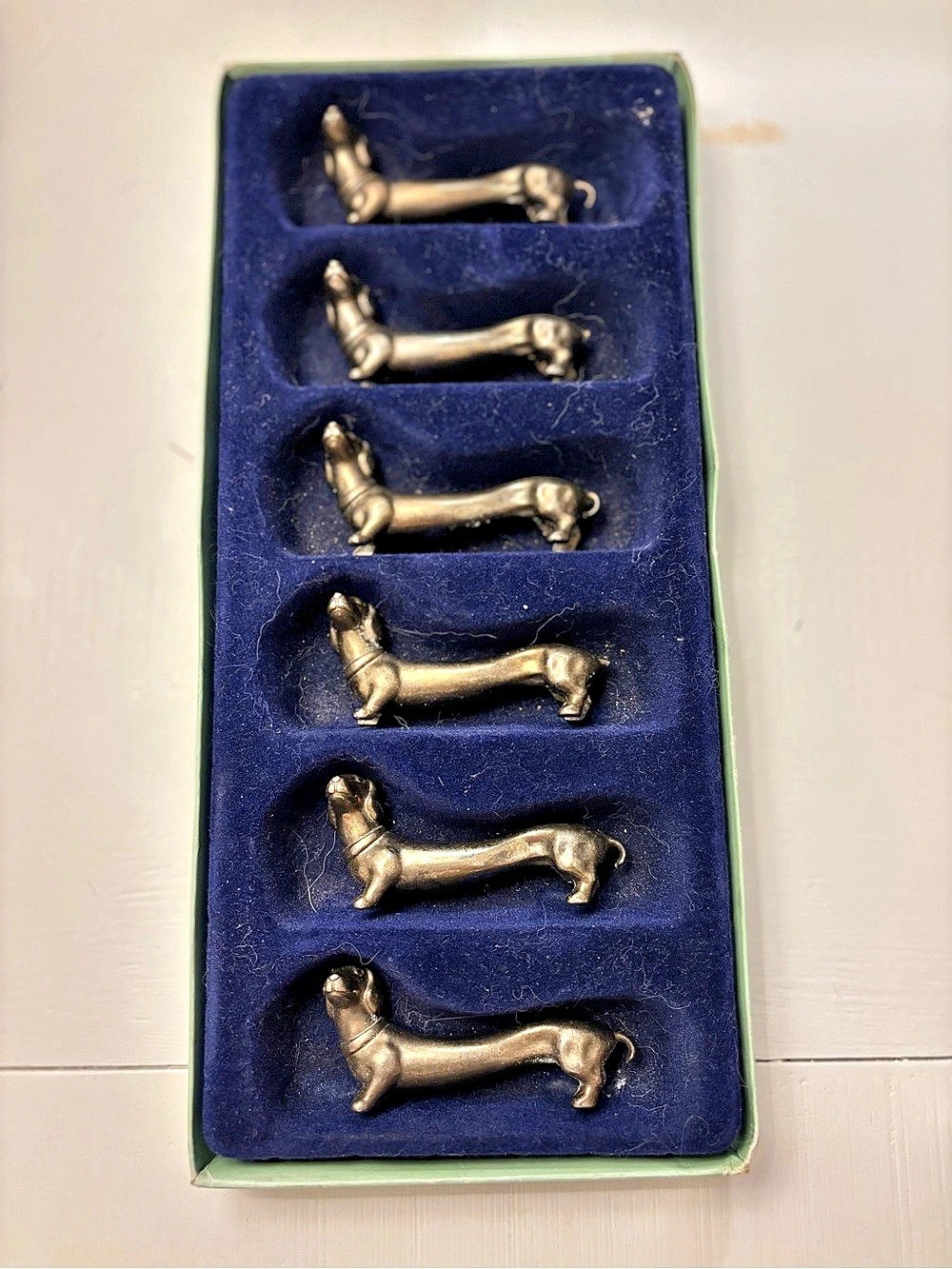 Vintage Silver Plated Dachshund Knife Rests Set of 6
